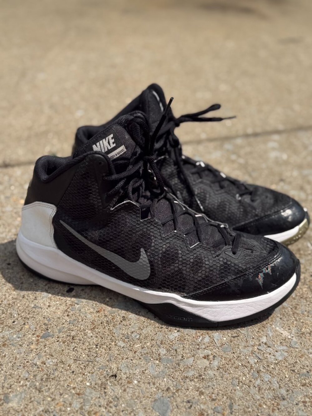 Nike Zoom Without A Doubt Mid Men 11 Y2K Hoop Streetwear Black White 4013 - Picture 4 of 9
